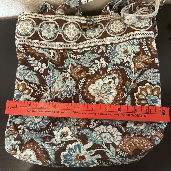 Vera Bradley Java Blue & Brown Quilted Retired Medium Tote Bag - Picture 7 of 8